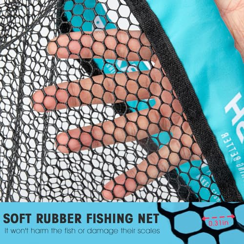 Foldable Fly Fishing Landing Net - Blue, Lightweight Portable Trout Net