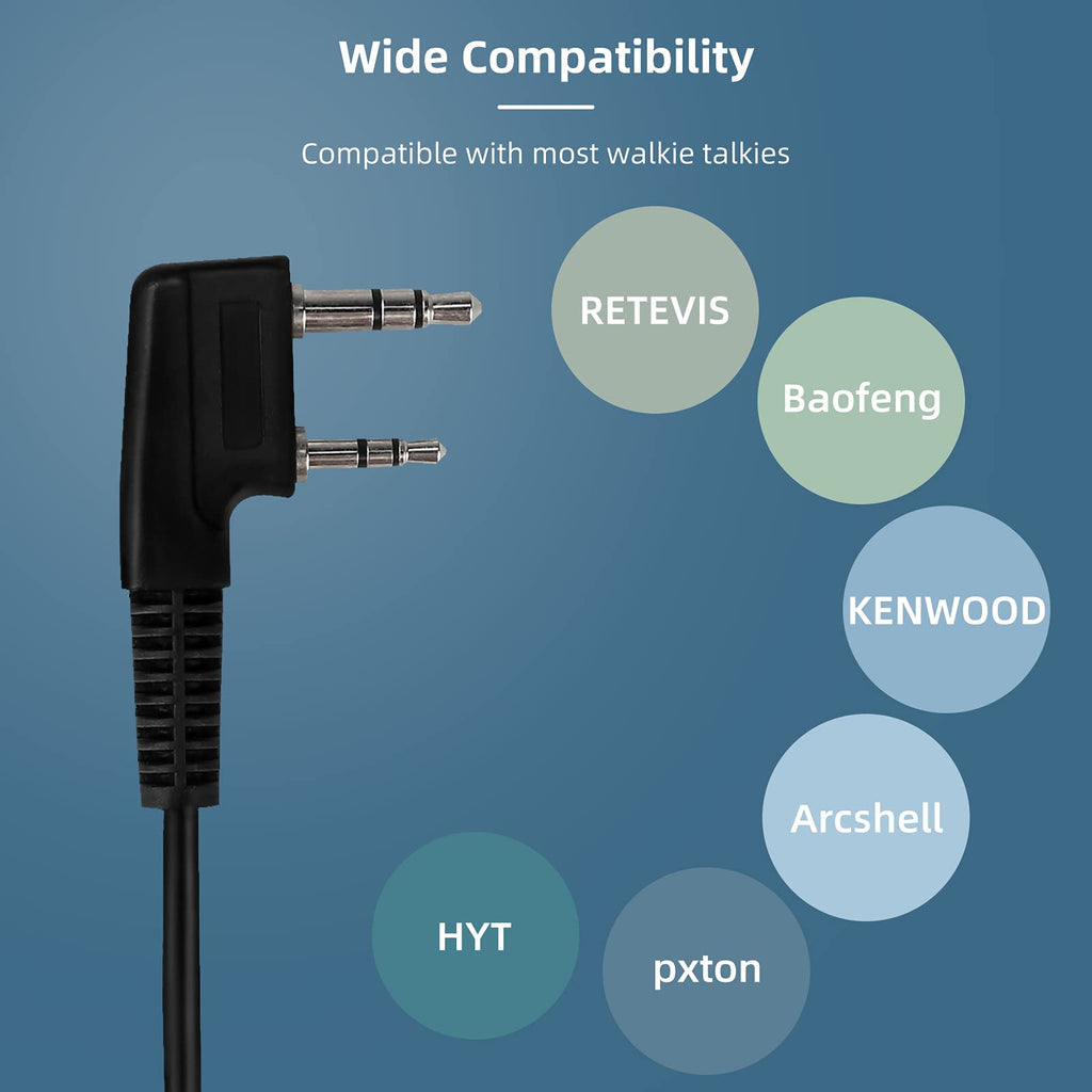 Retevis Two Way Radio Earpiece with Mic, Acoustic Tube, Coil, for RT22 RT68 RT21 H-777 RT86 RT27, Compatible with Baofeng UV-5R, Arcshell, Kenwood, Pxton Two Way Radio, Walkie Talkie Headset(6 Pack)