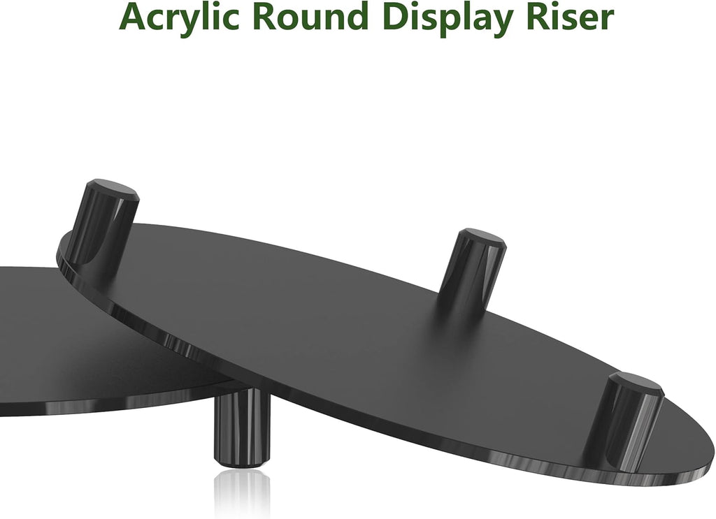 SVENJBB Black Round Pedestal Riser Board - 7 Inch 2-Pack Acrylic Display Stands for Home Décor