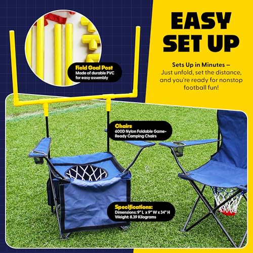 Navy Blue QB54 Football Yard Game Set with Chairs - Tailgating & Outdoor Play