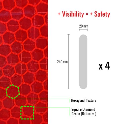 Diamond Refractive Bands for Bicycle, Red, Set of 4