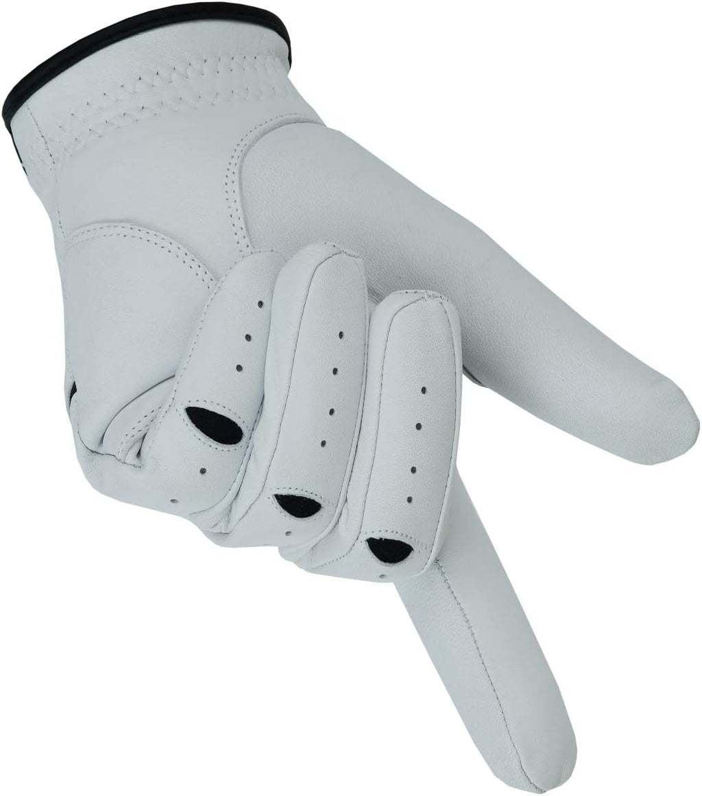 Apical Premium 100% Cabretta Leather Golf Gloves for Men - Stable Grip & Soft Feel | 3-Pack Value Set (Left Hand for Right-Handed Golfers)