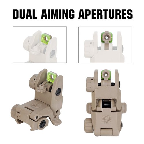 ohhunt Flip Up Sights Polymer Fiber Optic Sights Backup Sight Black for Picatinny (Tan Fiber Optics)