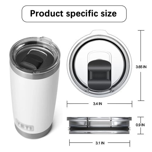 20 oz Tumbler Lid Compatible with YETI 20 oz Tumbler Lid, 10/24 oz Mug, 10 oz Lowball and 25 oz Straw Mug, Replacement Lids with Magnetic Slider, BPA Free (2 Pack)