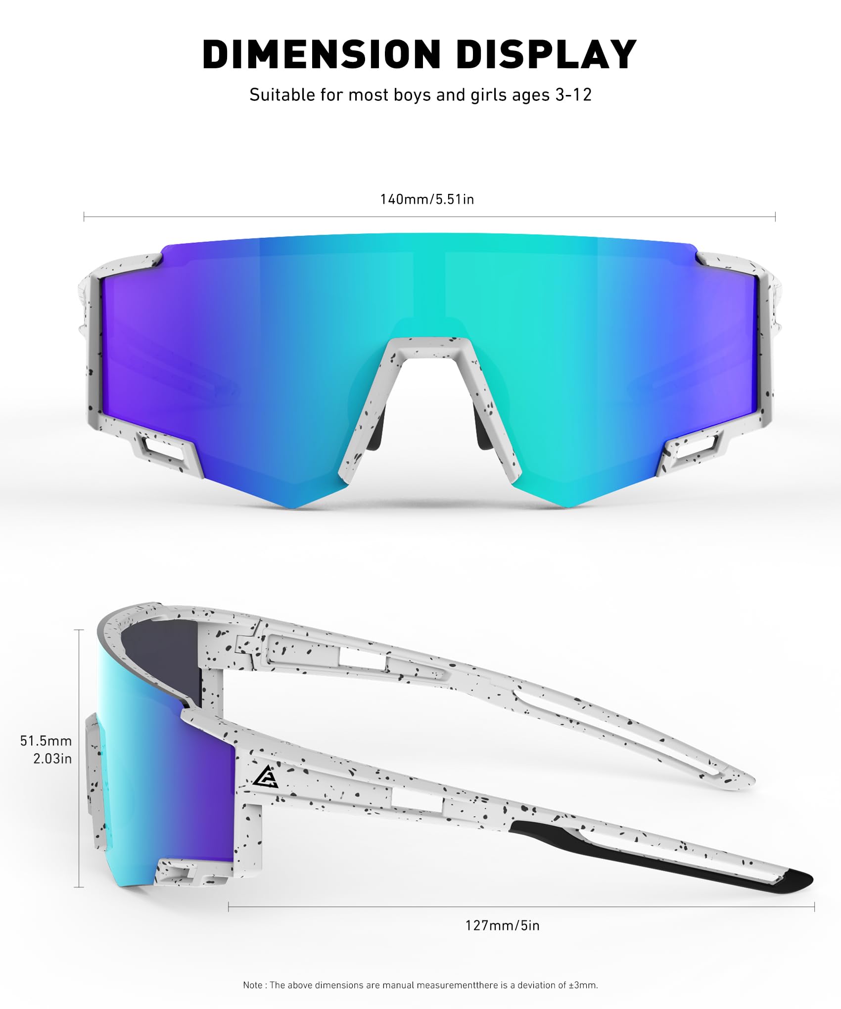 CIFOYA 3 Pack Kids Polarized Sunglasses Youth Baseball Sunglasses for Boys Girls Age 6-14 Sports UV400 Protection SunGlasses
