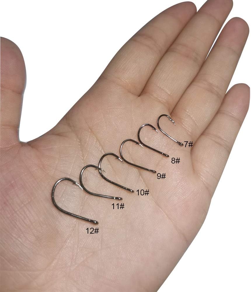 Skiennix 300pcs Fishing Hooks Set - Black High Carbon Steel with 6 Sizes & Plastic Box