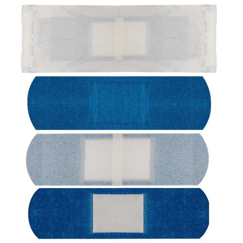 Vakly Metal Detectable Blue Fabric Adhesive Bandages 3 x 1 in (200 Pack) – Food Service Flexible Breathable Bandage Strips with Non-Stick Pad, Latex Free for First Aid & Kitchen Safety