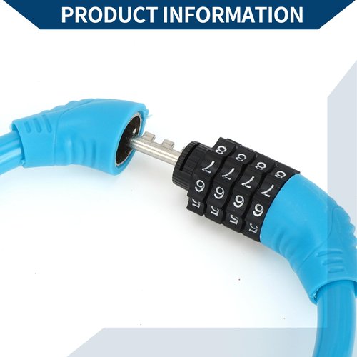 Hihaha Bicycle Lock/Portable Ring Cable Anti-Theft Bike Lock for Mountain Bike Road Bike/Resettable 4 Digit Mini Ring Lock Alloy ABS PVC 45cm / 1 Pc Blue