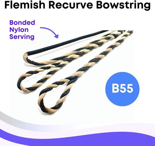 Flemish Twist B55 Recurve Bowstring - Durable Replacement for Traditional Archery Bows
