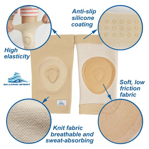SKATINGSPIRIT Gel Knee Pads (1 Pair), Cushion and Support Knee Cap for Dancing Figure Skating Gymnastic, Youth and Adult (Medium) Beige