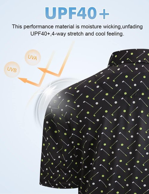 Hodaweisolp Golf Shirts for Men - Moisture-Wicking Dry Fit Performance Polo | Short Sleeve, Stylish Print