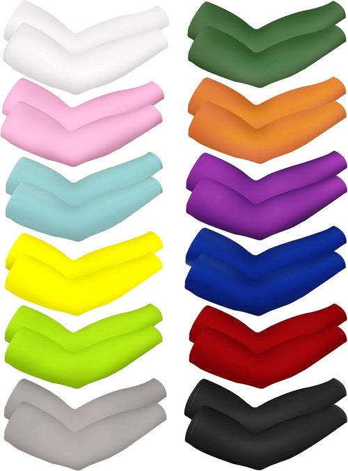 Bememo UV Protection Arm Sleeves - 12 Pairs of Long Cooling Covers for Unisex Wear