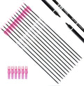 TIGER ARCHERY 30-Inch Carbon Hunting Arrows - Removable Tips for Compound & Recurve Bows | Pack of 12