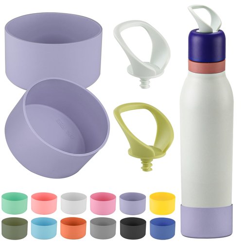 4pack Silicone Boot for Owala FreeSip Twist Water Bottle 24oz,Anti-Slip Bottom Protective for Owala FreeSip Twist (2+2 Purple)
