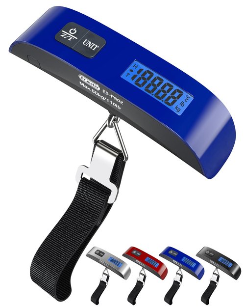 Dr.meter Luggage Scale - Digital Weight Scale with Backlight LCD Display | 110lb/50kg Capacity, Blue