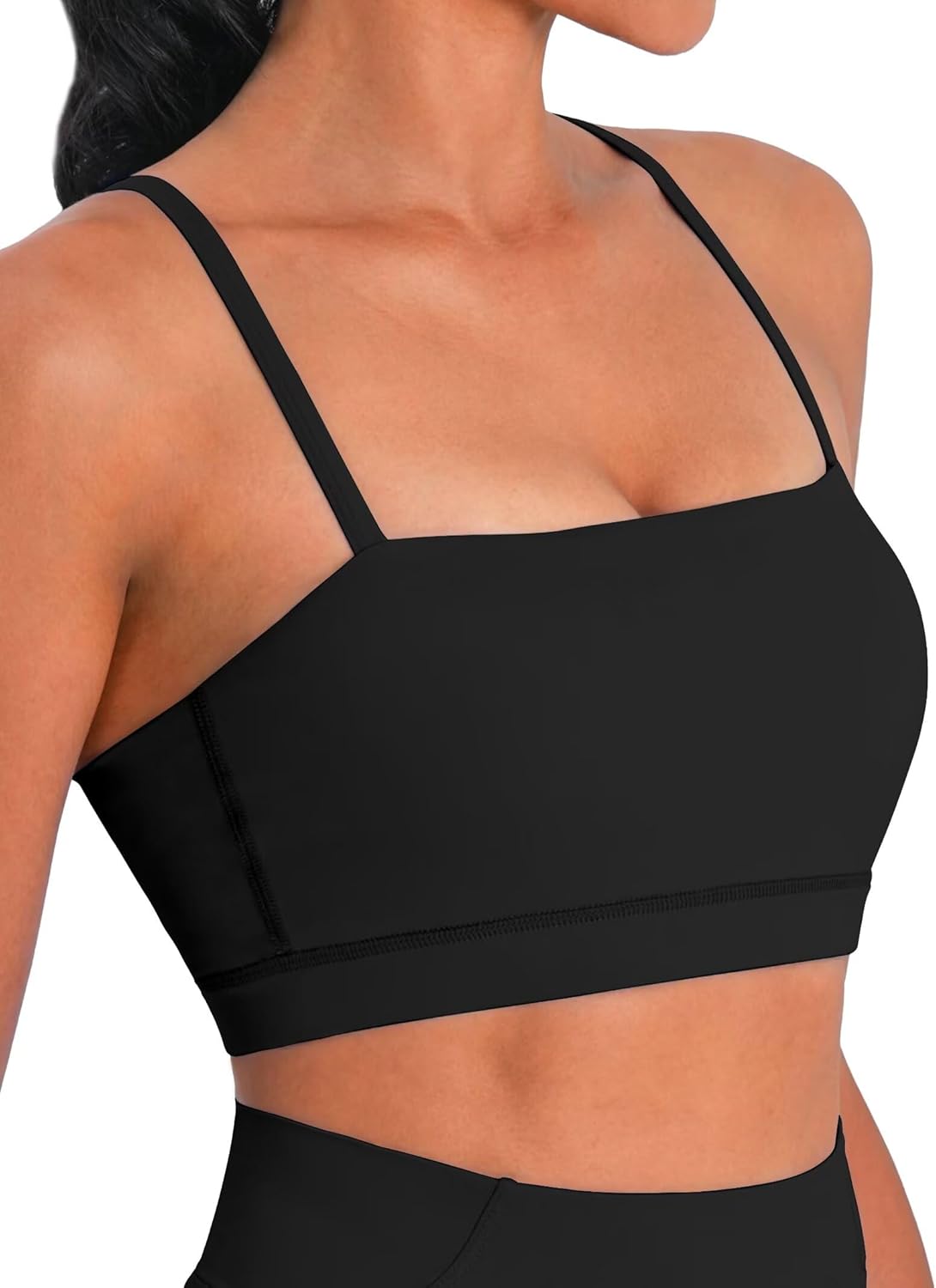 Sunzel Women's Sports Bra - Buttery Soft Wireless Crop Top with Adjustable Straps | Padded Yoga Bra for Low Impact Workouts