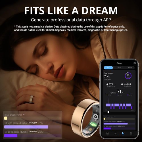 COLMI R02 smart Ring, a smart Ring for Women and Men, with a Charging case, Supports Heart Rate, Blood Oxygen, Sleep Health Monitoring, and Sports Tracking Ring, No Subscription Fee. (Rose Gold, 8#)