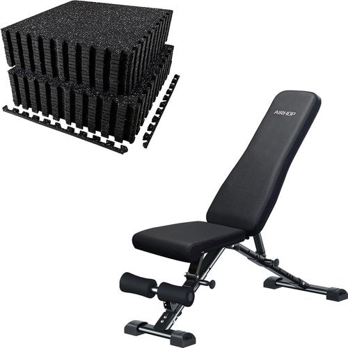 AIRHOP Adjustable Weight Bench - Enhanced Stability & Comfort | Includes AIRHOP Exercise Mats