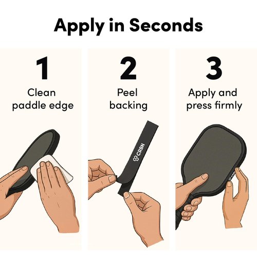 CRBN Pickleball - Edge Guard Tape - Protective Pickleball Paddle Edge Tape - Black 16mm 4 Pack