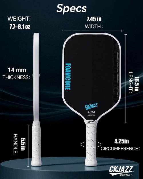 Pickleball Paddle – Carbon Fiber Pickleball Paddle – 100% Foam Core Performance Paddle