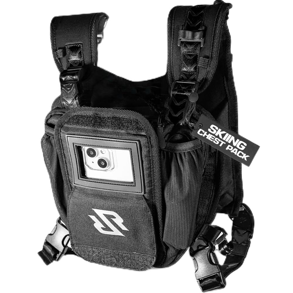 RaveRunner® Ski & Snowboard Chest Pack – Slim Chest Pack for Skiing and Snowboarding with 5 Secure Pockets | Ski Chest Pack & Snowboard Chest Pack for Men