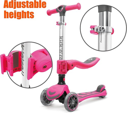 Kicknroll 3-Wheel Scooter for Kids | Light-Up Wheels, Adjustable Height, Extra Wide Deck (110 lbs Max)
