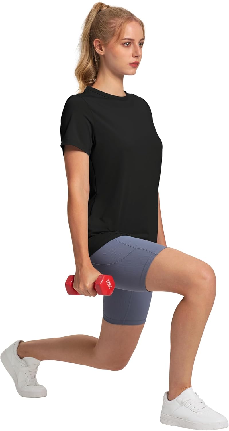 OFEEFAN Women's Workout Top - UPF 50+ Quick-Dry Breathable Tee for Yoga, Running & Hiking