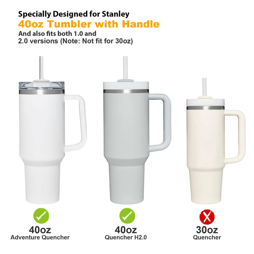 Alwenid Snack Tray Ring for Stanley 40oz Tumbler with Handle, Silicone Reusable Snack Bowl Holder Accessories for Stanley Cup, Plus Bottom Boot, Straw Cover Stopper Set (Cream)