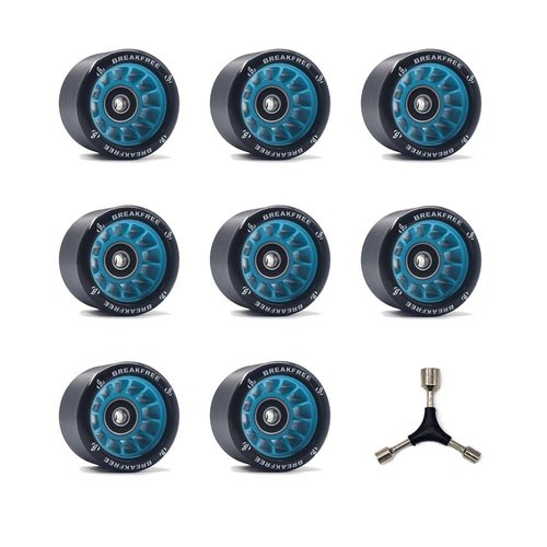 B BREAKFREE 8 Pack Roller Skate Wheels 62 * 42MM 90A With Bearings And Mounting Tools High Rebound Roller Skate Wheels with Bearings Installed for Indoor or Outdoor (90A-BLUE)