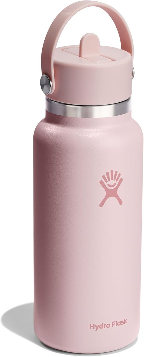 Hydro Flask Water Bottle - Insulated Stainless Steel - Leakproof Wide Straw Lid | 32 Oz Trillium Pink