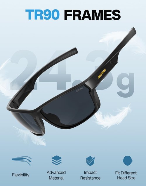 DEAFRAIN Polarized Sports Sunglasses for Men Women, Ideal for Running Fishing Driving Golf Unbreakable Frame with UV Protection