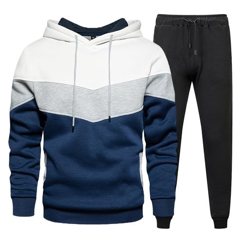 Tebreux Men's and Womens Jogging Tracksuit 2 Piece Athletic Outfit Hoodie Sports Sweatsuit Pullover Suit Sets White L