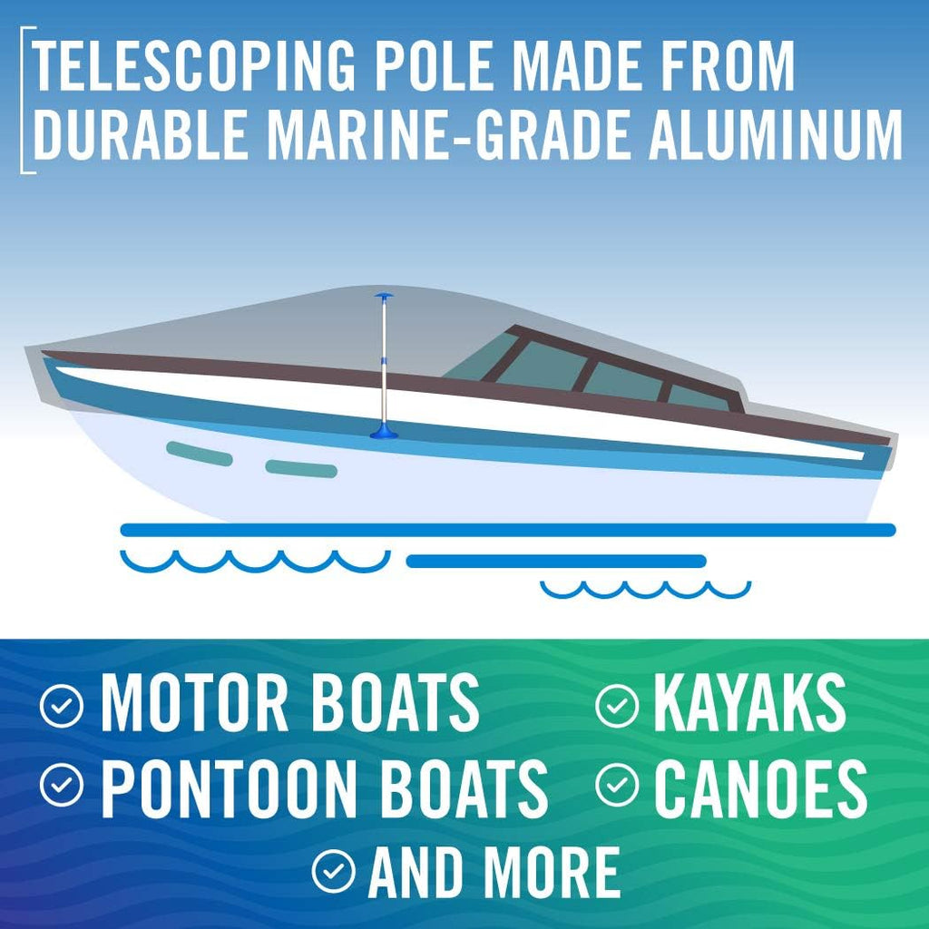 Better Boat Boat Cover Support Poles - Adjustable Twist Lock with Snap & Mushroom Tops, Marine Grade Aluminum