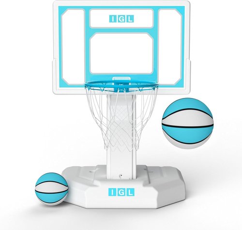 IGL Pool Basketball Hoop - Durable Outdoor Poolside Design with Water Storage Base & 2 Balls | Stainless Steel Rim