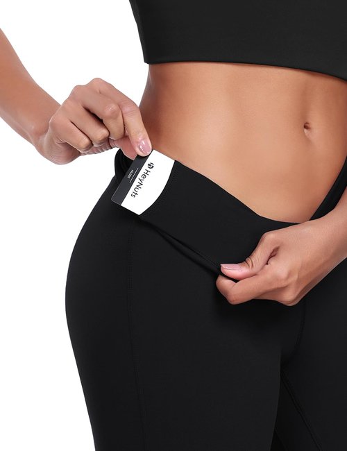 HeyNuts Harmony Flare Leggings for Women, High Waisted Tummy Control Bell Bottom Leggings Wide Leg Bootcut Yoga Pants Athletic Compression Buttery Soft Lounge Pants 32.5" Black M(8/10)