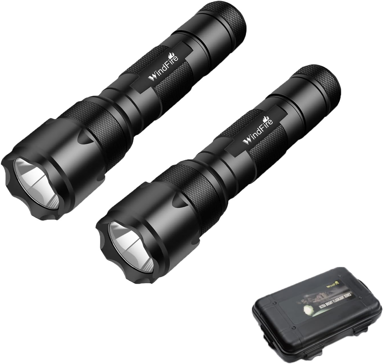WINDFRIE LED Tactical Flashlights - 2 Pack Bright EDC Handheld Lights | Water-Resistant Portable Design