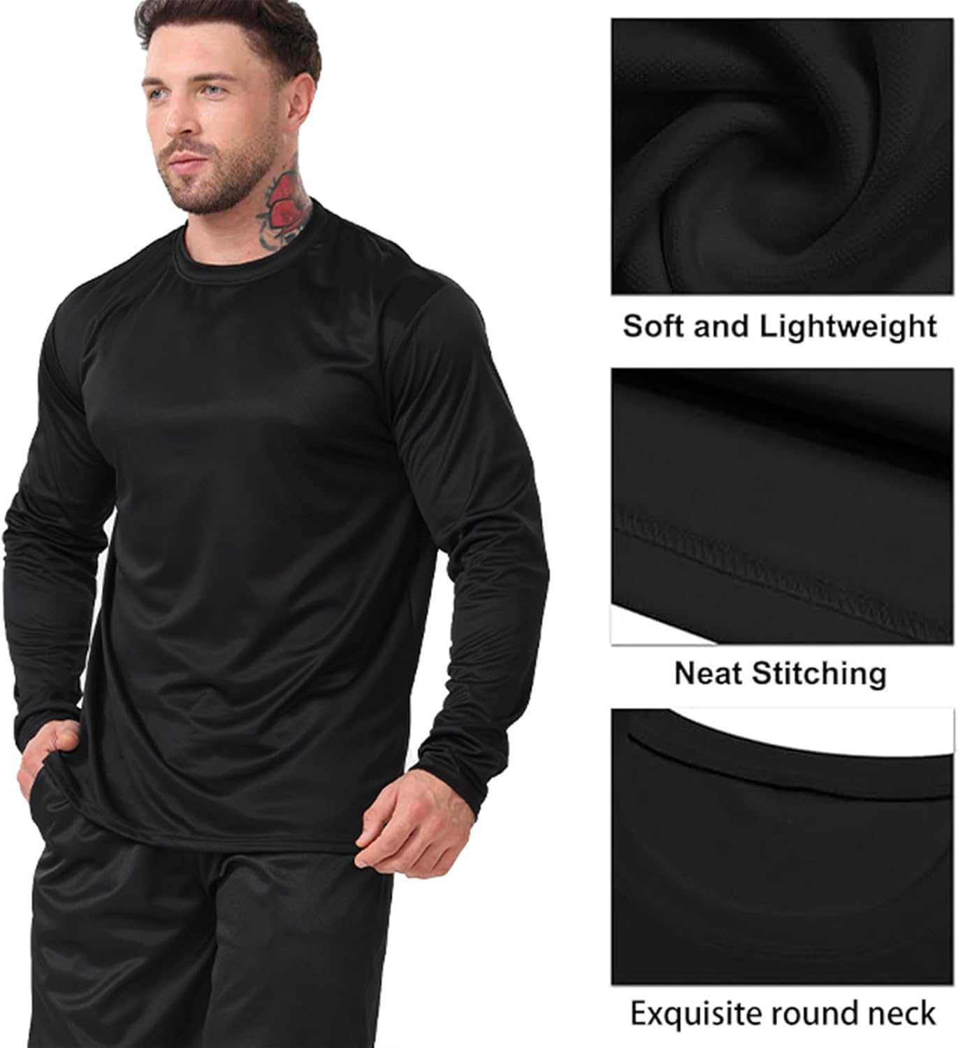 Skiennix Men's Long Sleeve Workout T-Shirts - Quick Dry, 10 Pack for Running & Fitness