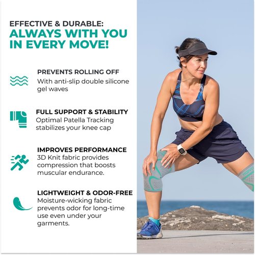 Modvel Compression Knee Brace - 2-Pack Support Sleeves for Running & Pain Relief | Meniscus Tear, ACL, Arthritis