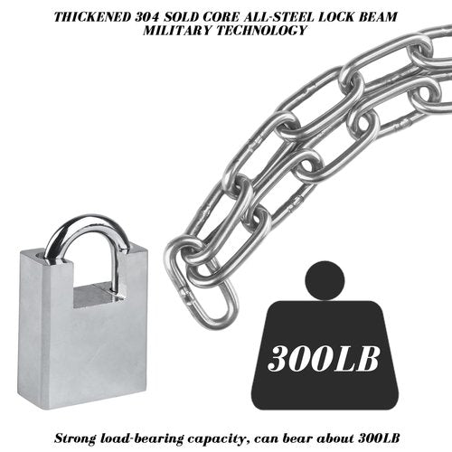 QBXMY7 40 inch/1 Meter Stainless Steel Security Chain Lock with Anti-Cut Padlock & 2 Keys - Heavy Duty Anti-Theft Protection for Bicycle, Motorcycle, Scooter, Door, Fence, Garage