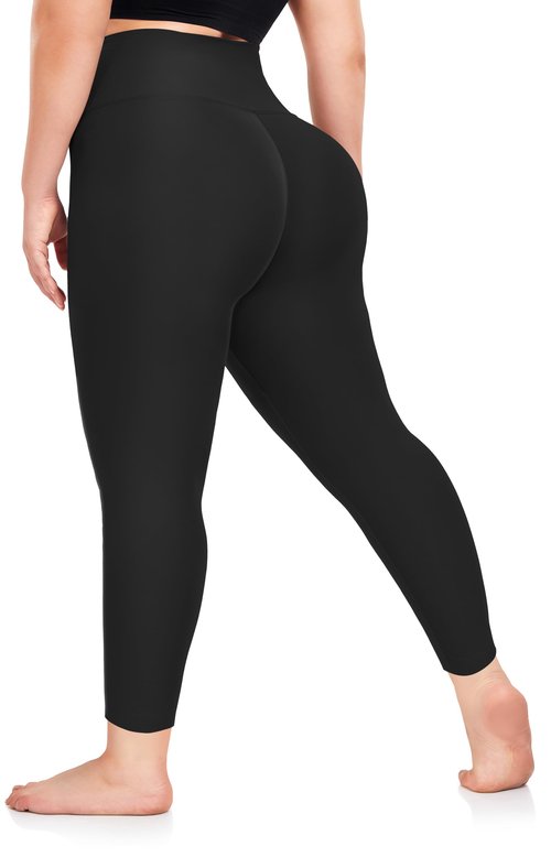Plus Size Leggings for Women- XL-4XL High Waist Tummy Control Stretchy Workout Plus Yoga Pants(Black/4X-Large)