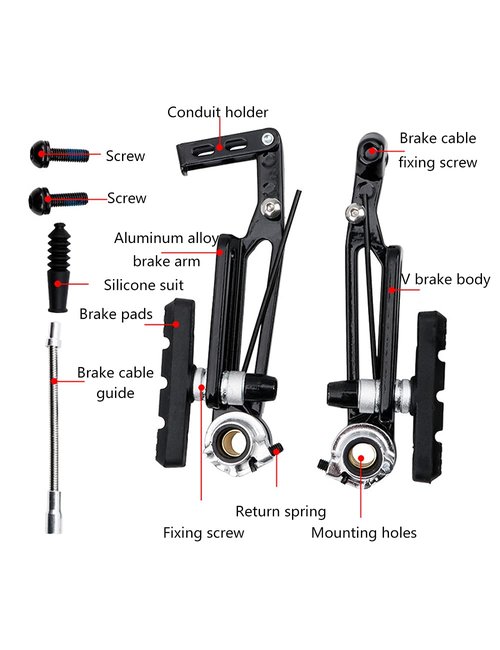 CHADWICK Folding Bike Brake Set,Long Arm V Type,Adjustable Bicycle V Brae Pad,14/16/18 inch to 16/18/20 inch Aluminum Alloy 45mm,Easy Installation Lightweight Silent Durable