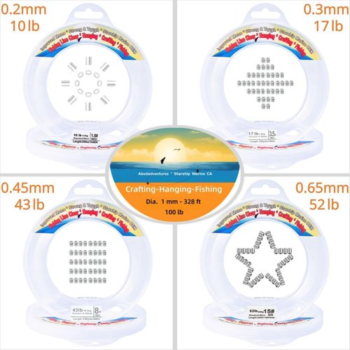 Aboda Clear Fishing Line - Strong Invisible Nylon Wire | 0.2-1 mm, 8-100 lb Test for Crafts & Decorations