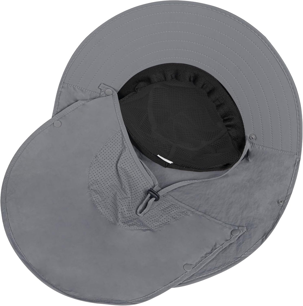 Rosoz Sun Hat - UPF 50+ Wide Brim Fishing Hat with Detachable Face Cover for Outdoor Protection