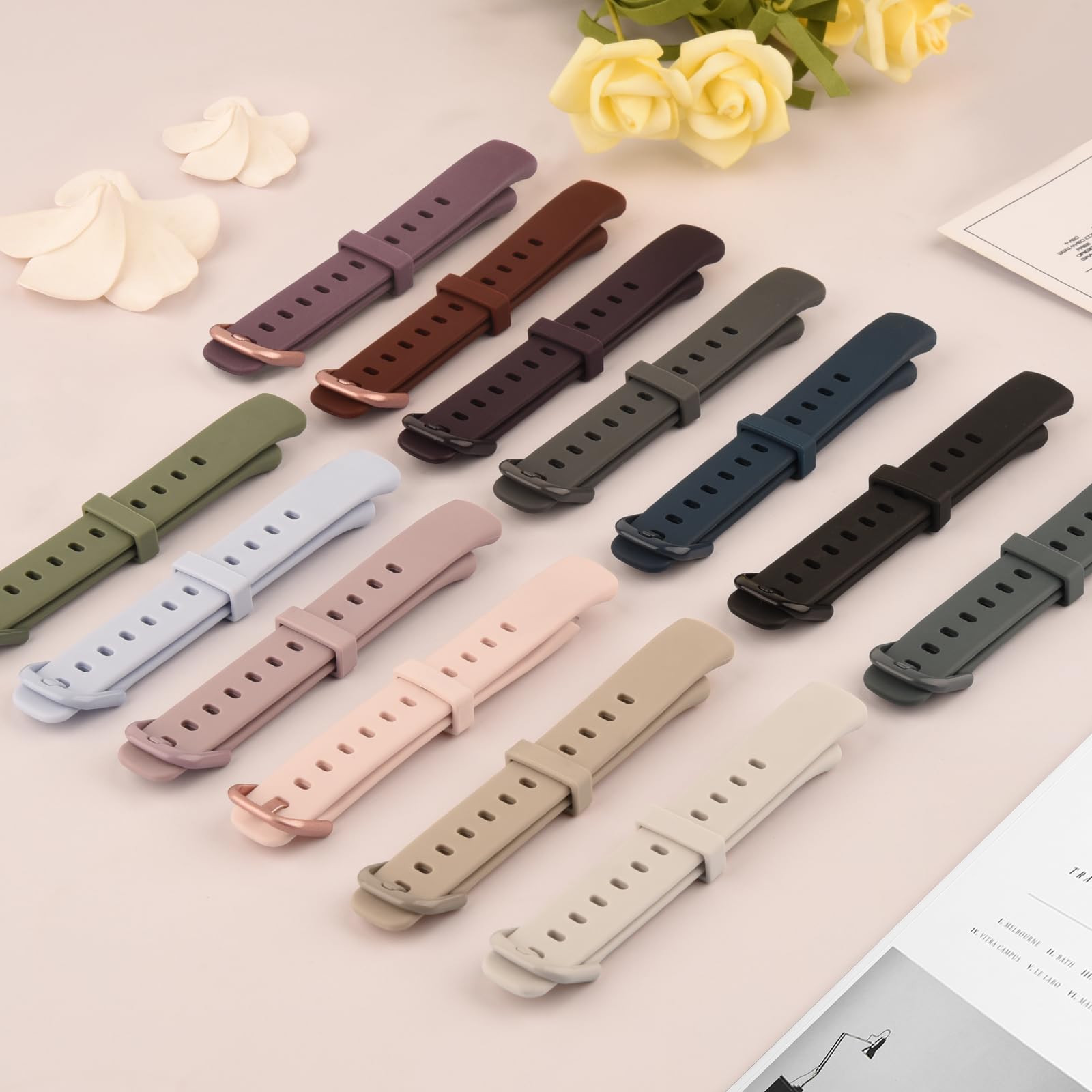 Tobfit 6 Pack Sport Bands, Compatible with Fitbit Luxe Bands for Women Men, Soft Silicone Waterproof Straps Replacement Wristbands, Small, Black/Dark Grey/Dark Blue