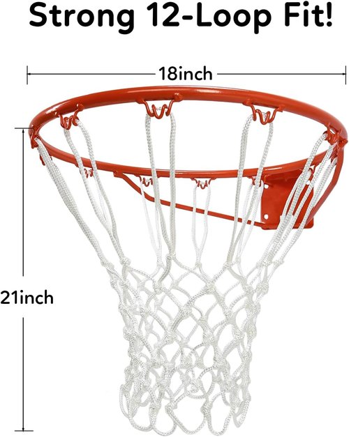 Heavy Duty Basketball Net by [Brand Name] - All-Weather, Anti-Whip Design | 12 Loops, 7.16 Oz