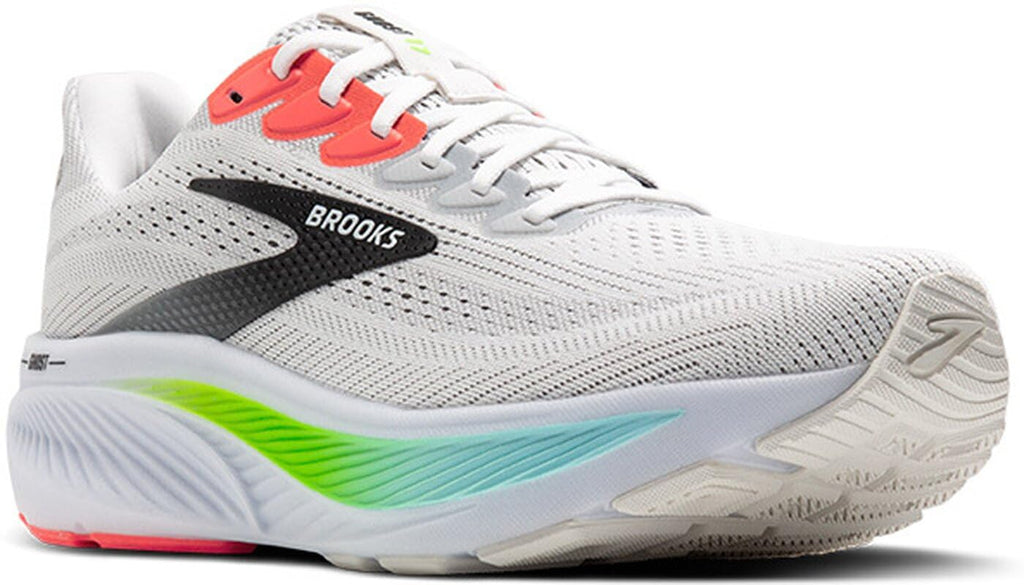 Brooks Men’s Ghost 17 Neutral Running Shoe - White/Pink Clay/Gecko - 10 Wide