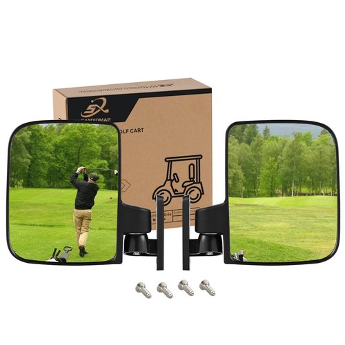 Golf Cart Side Mirrors for Club Car EZ-GO Yamaha and other 180°Adjustable Folding Wide-Angle Side View Mirror