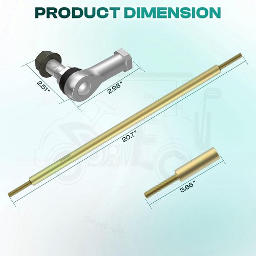 DRIVE UP Golf Cart Tie Rod, Ball Joints and Rack Pinion Drag Link Kit for Club Car DS, Carryall, Turf, Villager 2009-Up Gas and Electric Golf Carts, OEM 103354701 103653401 102022601 102022602