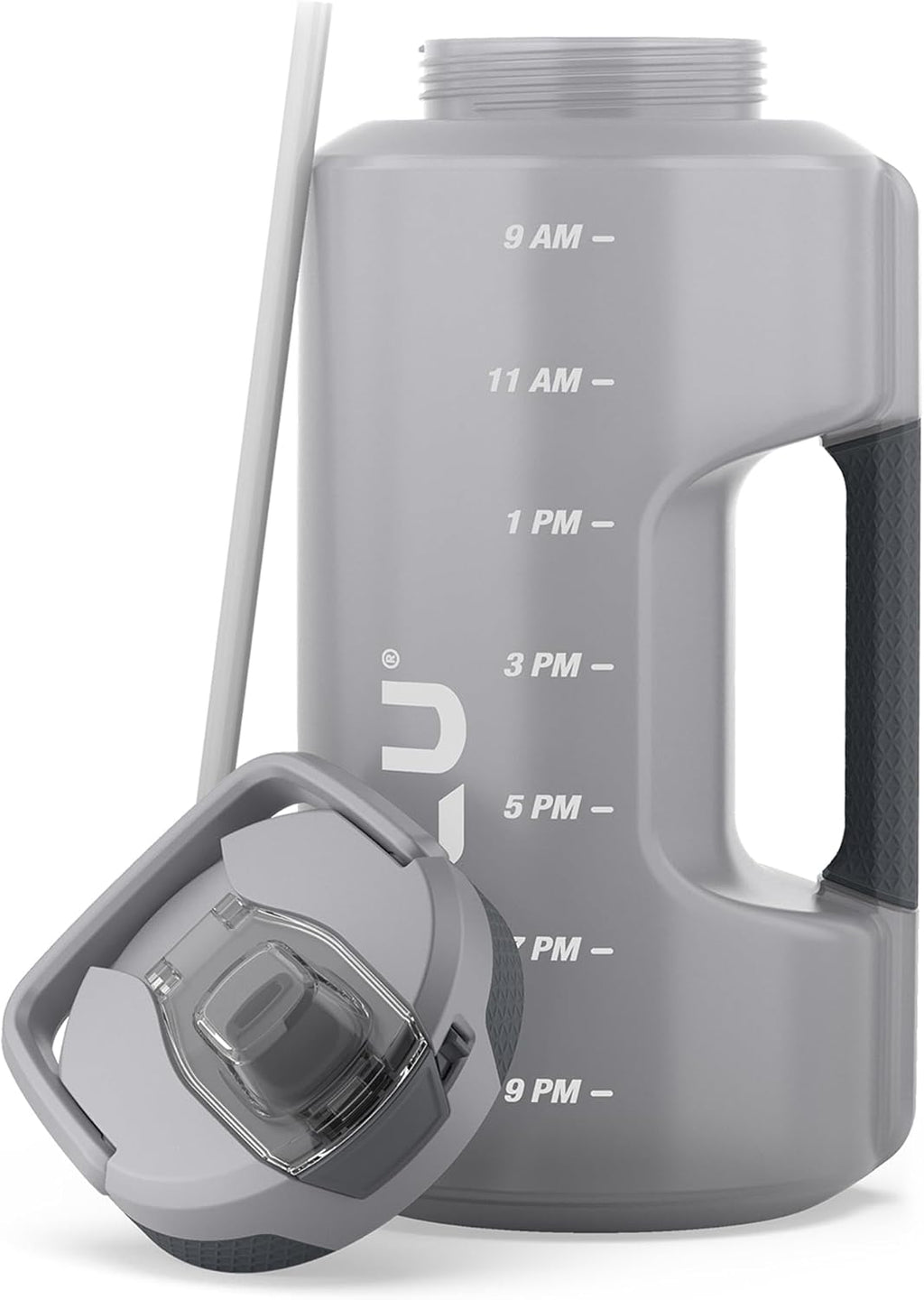 ZULU Goals 128oz Half Gallon Water Bottle - Leak Proof, Time Marker, & Handle | Grey Reusable Jug for Gym & Outdoors