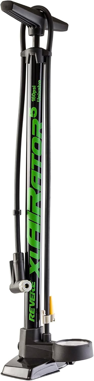 Revere xlAIRator 5 Bike Floor Pump - 160 PSI Dual Valve, Extra-Large Gauge & 41" Hose | Includes Patch Kit for Road & Mountain Bikes